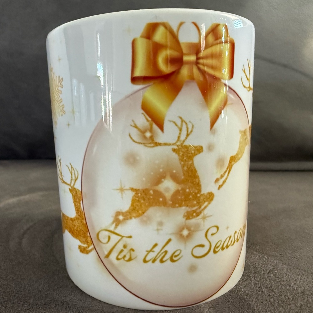 Gold Handle Reindeer Mug